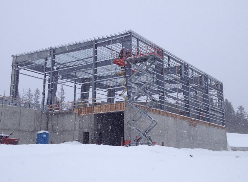 Early stages of the steel structure of Homer's solid waste transfer station.